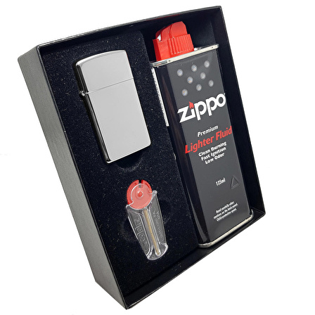 Zippo Çakmak Bayan Slim Polish Benzin Taş Hediyelik Set du10-1610