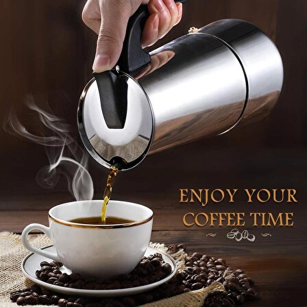 Paslanmaz Çelik Ocak Üstü 9 Cup Fincan Moka Pot Espresso cin285-9