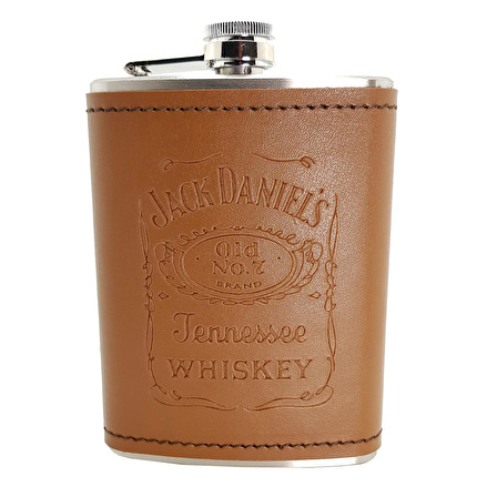 Jack Daniel s Çelik 8 oz Deri Kaplı 240 ml İçki Matarası dp02tb