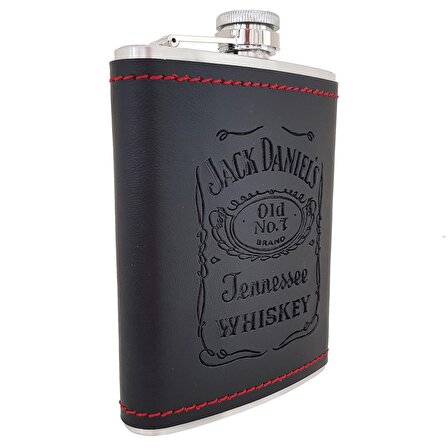 Jack Daniel s Logo Çelik 8oz Deri Kaplı 240 ml İçki Matarası dp02