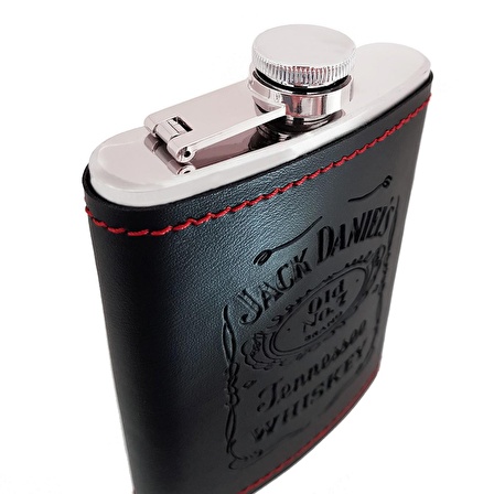 Jack Daniel s Logo Çelik 8oz Deri Kaplı 240 ml İçki Matarası dp02