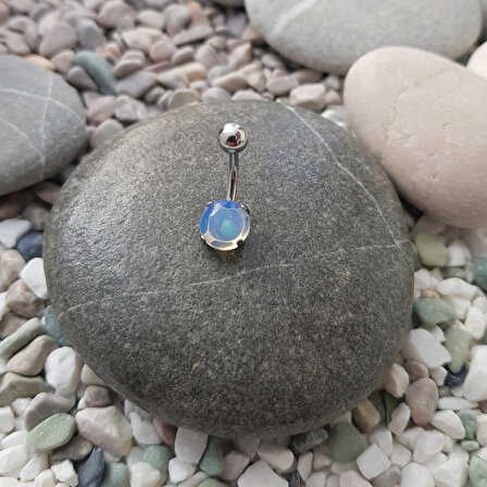 Chavin Opal Taşlı Görünüm Çelik Göbek Piercing en53by