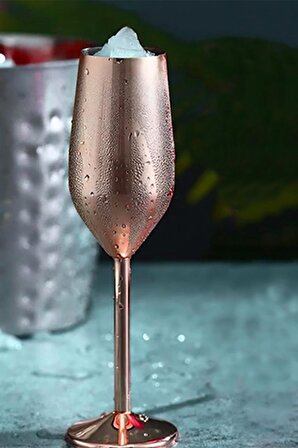 Rose 304 L Çelik 210 ml. Şampanya Şarap Bardağı Kadeh cin330rs