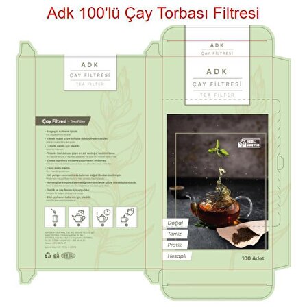 ADK 100 lü 1 Litre Çay Filtresi Torbası Demlik Filtre cin354