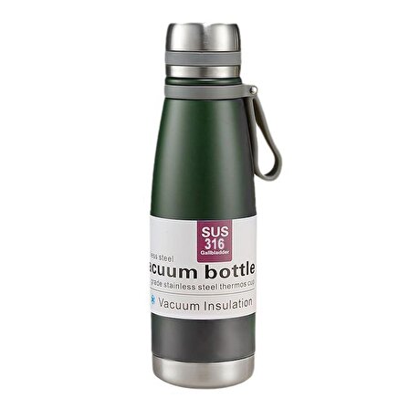 316 L Çelik Koyu Yeşil 650 ml Sıcak Soğuk Vacuum Bottle Matara Suluk cin479ys