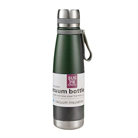 304 L Çelik Koyu Yeşil 850 ml Sıcak Soğuk Vacuum Bottle Matara Suluk cin479ys