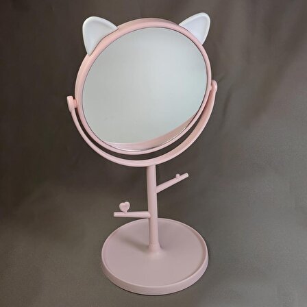 Masa üstü Pembe Kedi Tasarım Plastik Takı Stand Masa Aynası cin498pm