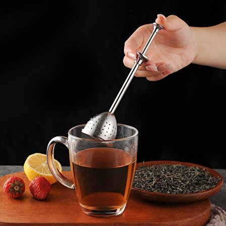 Paslanmaz Çelik Tek Hareket Çay Demleme Aparatı Bitki Çayı Süzgeci cin526