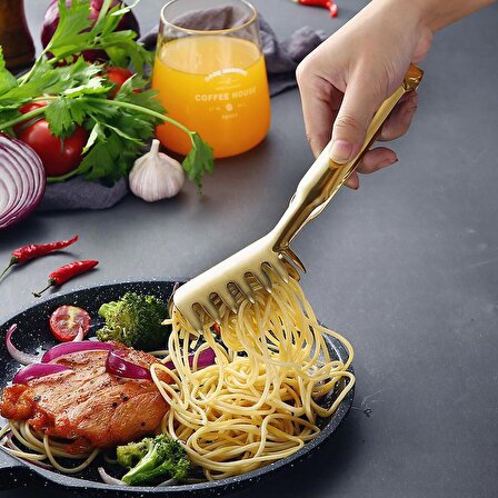 Çelik Gold Taraklı Mutfak Salata Makarna Spagetti Maşası Maşa cin623sr