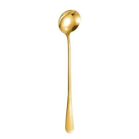 Paslanmaz Çelik Gold 18 cm Uzun Tatlı Latte ve Dondurma Kaşığı cin510sr