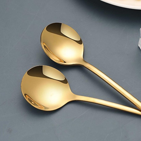 Paslanmaz Çelik Gold 18 cm Uzun Tatlı Latte ve Dondurma Kaşığı cin510sr