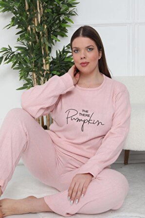 Fitilli Pembe Büyük Beden Kadın Pijama Takımı ( BATTAL BOY )