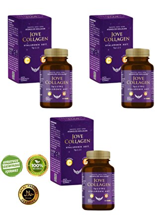 Jove Collagen 180 Tablet Tip 1-2-3hidrolize Kollajen C Vitamini D Vitamini Hyaluronik Asit -3 Lü Set