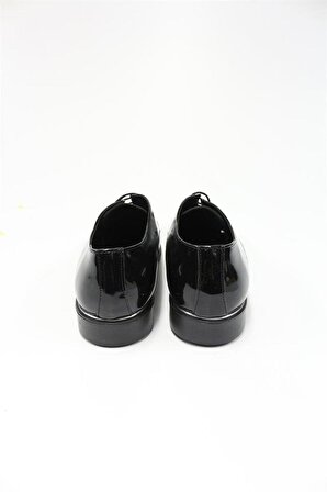 Lazerli Rugan Bağcıklı Tokalı Smokin Ayakkabı 1033225167 Siyah