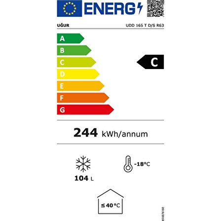 Uğur UDD 165 T D/S R63 C Enerji Sınıfı 104 Lt Sandık Tipi Derin Dondurucu