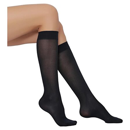 Kadın Dizaltı Çorap 40 Denye 12 Li Siyah