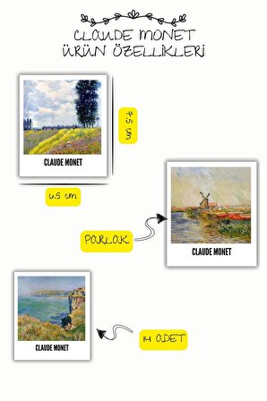 Claude Monet Temalı Pola Kart Sticker Seti Scrapbook Ajanda Journal Bullet Planner Telefon