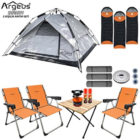 Outdoor Kampçılık Argeus Infinity 3 Kişilik 3 Mevsim Kamp Çadır Seti