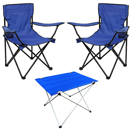 Outdoor Savex 2'li Bardaklı Katlanabilir Sandalye ve Masa Seti - Mavi (DY.001)