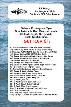 Outdoor Fishack 25 Parça Profesyonel Spin Deniz ve Göl Olta Takımı