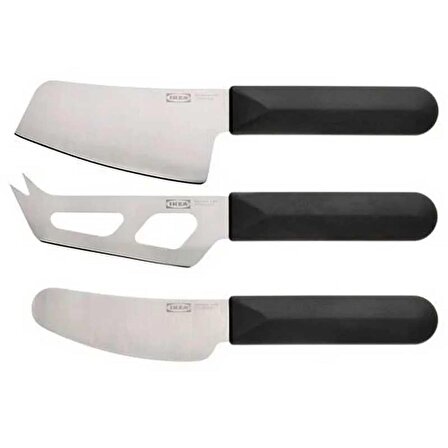 Ikea SKÄRLÅNGA Peynir Bıçağı Seti, Paslanmaz Çelik-Siyah, 3 Parça