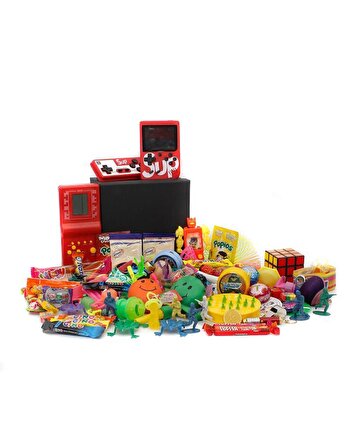 Nostaljik Bakkal Özel Gıda Ve Oyuncak Kutusu , Kırmızı Tetris Ve Atarili