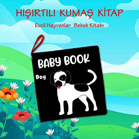 Lisinya247  İngilizce Siyah Beyaz Evcil Hayvanlar Kumaş Sessiz Kitap E496 - Bez Kitap , Eğitici Oyuncak , Yumuşak ve Hışırtılı alithestereo