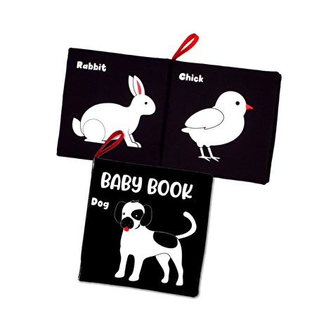 Lisinya247  İngilizce Siyah Beyaz Evcil Hayvanlar Kumaş Sessiz Kitap E496 - Bez Kitap , Eğitici Oyuncak , Yumuşak ve Hışırtılı alithestereo