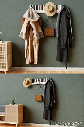 Galery Wood Dekoratif Piyano Elbise Askılığı 15X75 cm 21 Tuşlu Ahşap Askılık