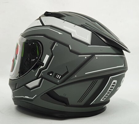 Shiro Shadow Titan Mecha Güneş Vizörlü + İridyum Vizör Kapalı Motosiklet Kaskı Mat Gri S