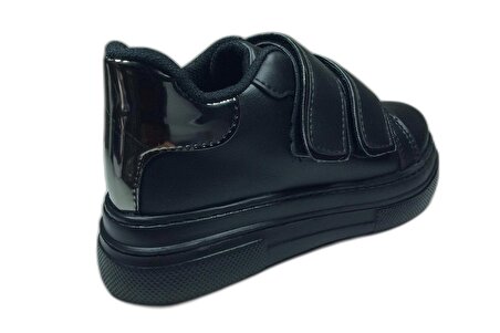 OrtopedikAL 1087 Kız Çocuk Siyah-Platin Cırtlı Sneaker Spor Ayakkabı