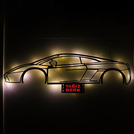 Veraart Işıklı Kişiselleştirilebilir Araba Temalı Tablo Lamborghini Dekoratif Gece Lambası 100 cm