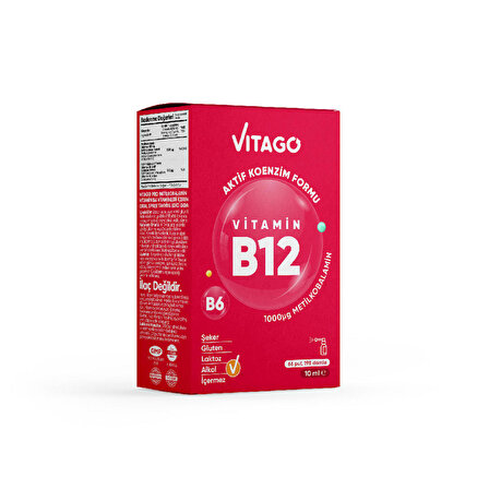 Vitago B12 ProMetilkobalamin Vitamin İçeren 10 ml Oral Sprey