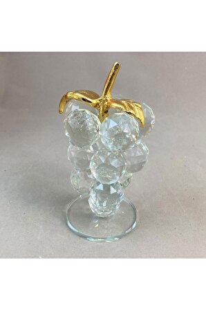 Gold Dekoratif Ayaklı Kristal Cam Üzümlü Obje