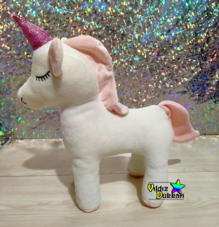 Sevimli Orijinal Peluş Oyuncak Pony Uyku Arkadaşım Unicorn 30 Cm Boynuzlu At