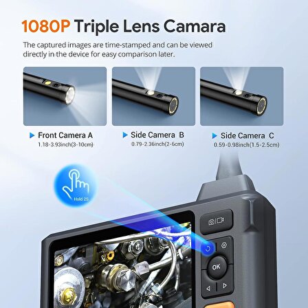 DEPSTECH Üç Lensli Endüstriyel Endoskop Kamera 1080P Boroskop - 15m