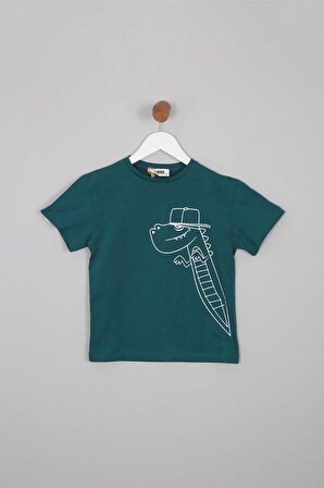 Erkek Çocuk Regular Fit Dinazor Baskılı Kısa Kollu Tişört