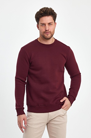 Explode - Erkek Bordo 3 İplik Şardonlu Sweatshirt