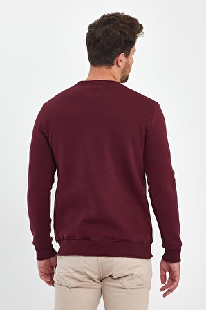 Explode - Erkek Bordo 3 İplik Şardonlu Sweatshirt