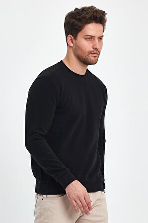Explode - Erkek Siyah 3 İplik Şardonlu Sweatshirt