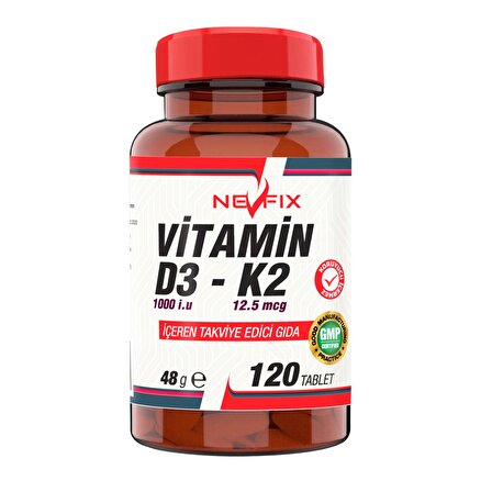 NEVFİX Vitamin D3-K2 120 Tablet