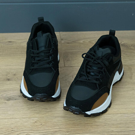 +8 cm Boy Uzatan Gizli Topuklu Deri Görünümlü Air Boost Taban Kadın Spor Ayakkabı Sneaker