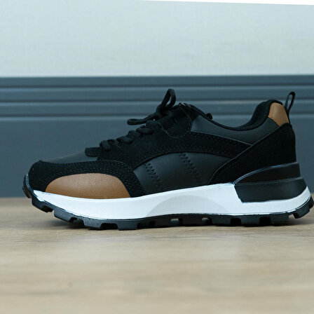 +8 cm Boy Uzatan Gizli Topuklu Deri Görünümlü Air Boost Taban Kadın Spor Ayakkabı Sneaker