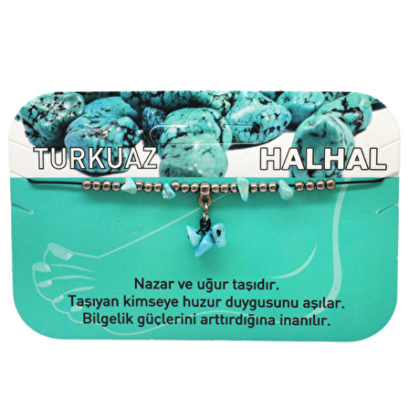 Makrome Örgülü Natural Kesim Turkuaz Doğaltaş Halhal