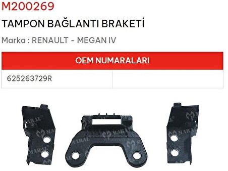 Renault Megane 4 Ön Tampon Braketi Bağlantı Ayak Takımı 625263729R GNS