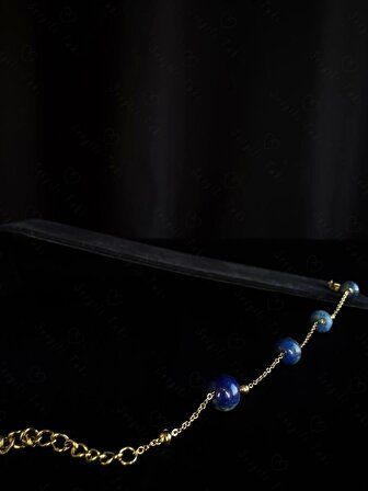 Lapis Lazuli Doğal Taşlı Çelik Bileklik -777 Serisi