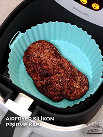 Airfryer Silikon Pişirme Kabı 20x5 Cm Bpa Içermez Tüm Airfryer'lere Uyumlu Pişirme Kağıdı TURKUAZ