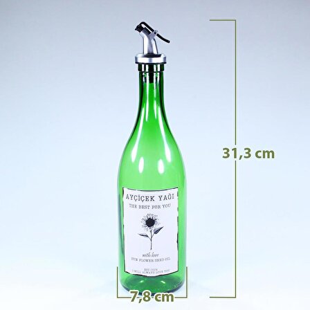 Yağdanlık Sosluk Sirkelik Özel Akıtıcılı Çimen Yeşili Ay Çiçek Etiketli 750 ml