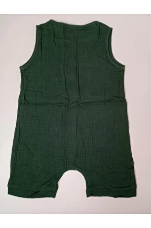 Bebek Düğmeli Yeşil Şort Tulum / Romper