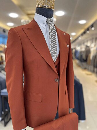 Guild Maribor Slim Fit Tarçın Rengi Takım Elbise